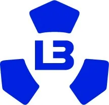 برچسب پنج ضلعی آبی با نوشتار 'LB'