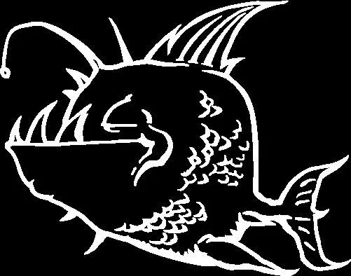 ماهی با ماهیگیر، سفید روی سیاه
