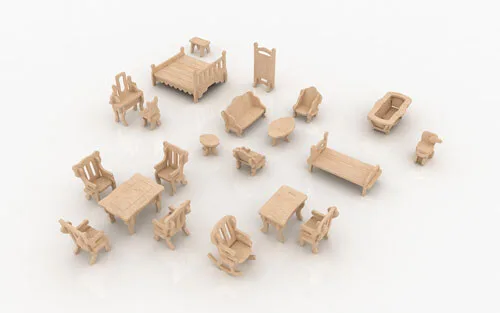 مجموعه مبلمان کوچک چوبی