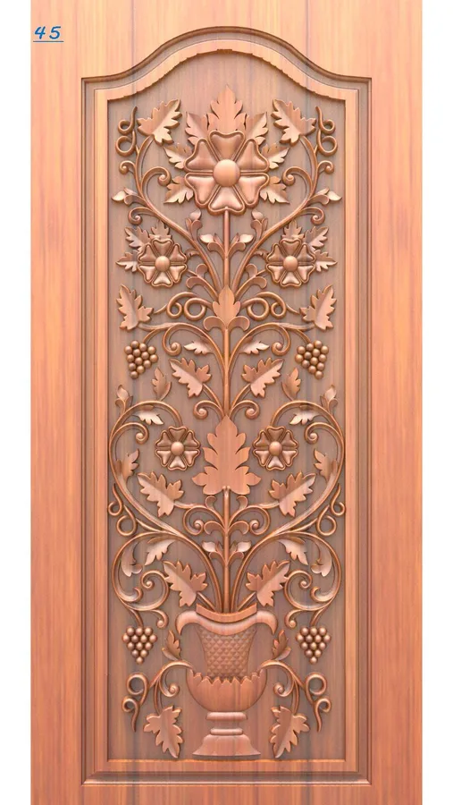 دروازه چوبی با طرح گل و میوه