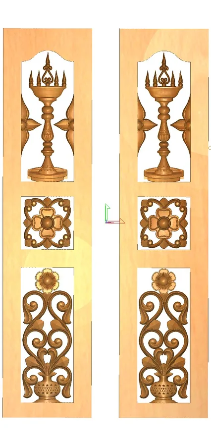 دروازه چوبی با طرح گل و شمع