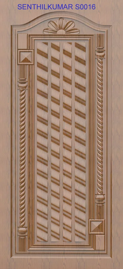 دروازه چوبی با خطوط عمودی و شبکه