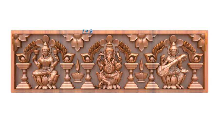 نگاره چوبی هندوها مزین گل