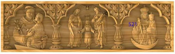 نقش برجسته مذهبی با افراد و گلدان
