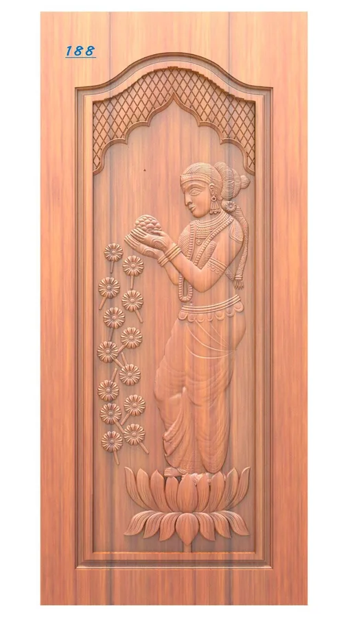 دروازه چوبی انسان و گلها