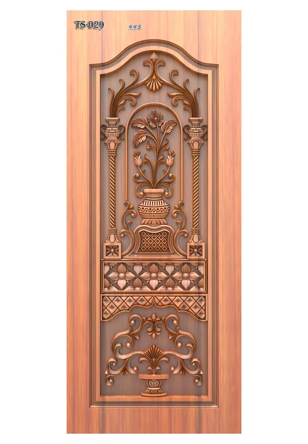 دروازه چوبی با طرح گل