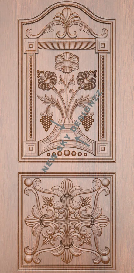 دروازه چوبی با طرح گل