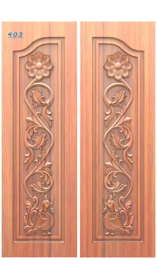 دروازه چوبی با طرح گل و پرنده