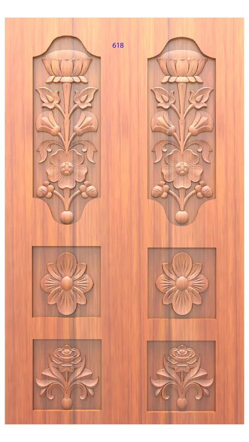 دروازه چوبی با طرح گل