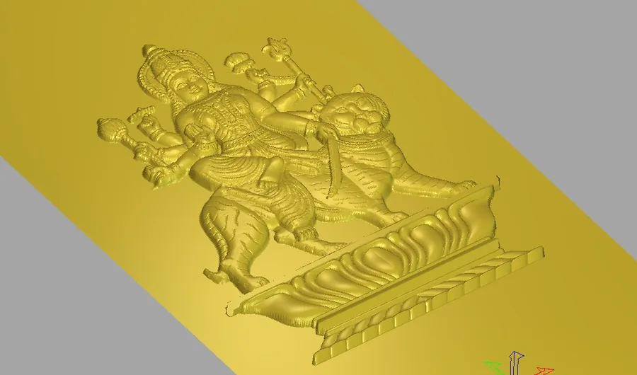 نگاره طلا از خدای هندو روی تخت