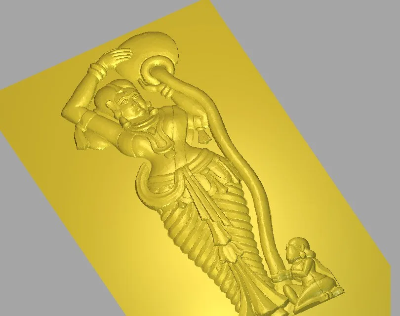 مجسمه طلا از شخصیتی که ظرفی بر عقب می‌گیرد