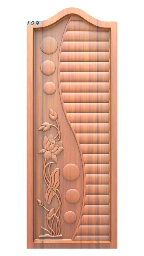 دروازه چوبی با طرح گل هندسی