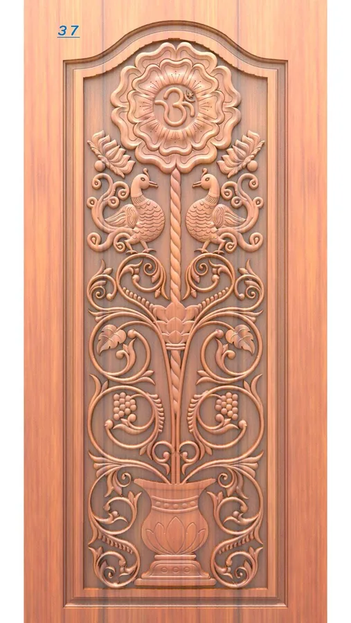 دروازه چوبی گل و پرنده