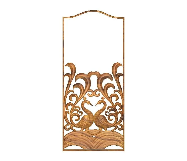طراحی باکس چوبی با طاووس و گل