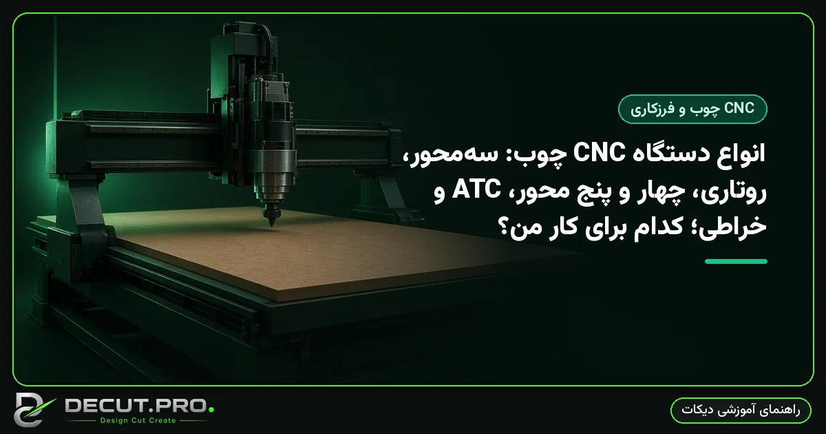 انواع دستگاه CNC چوب: سه‌محور، روتاری، چهار و پنج محور، ATC و خراطی؛ کدام برای کار من؟